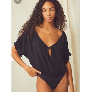 NWT FREE PEOPLE Intimately Cleo Bodysuit Black Lrg